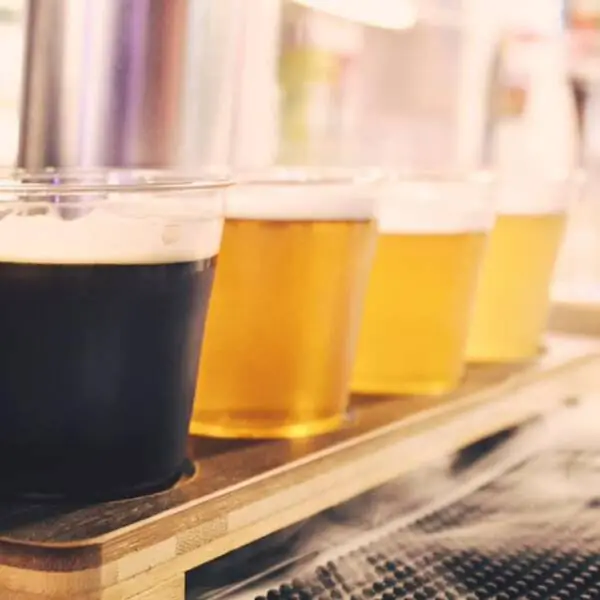 A craft beer flight