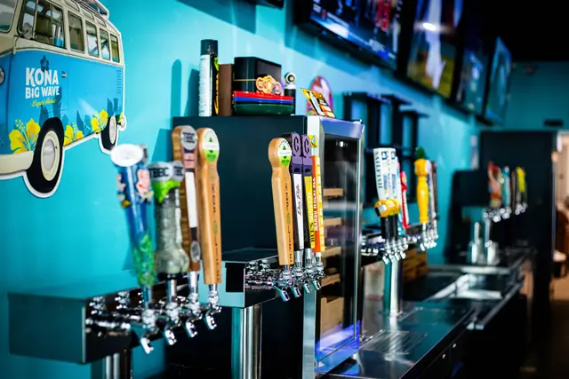 The tap wall with its surf van graphic